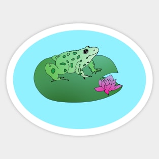 Frog Lily pad frog pond lotus flower Frog lover Sticker